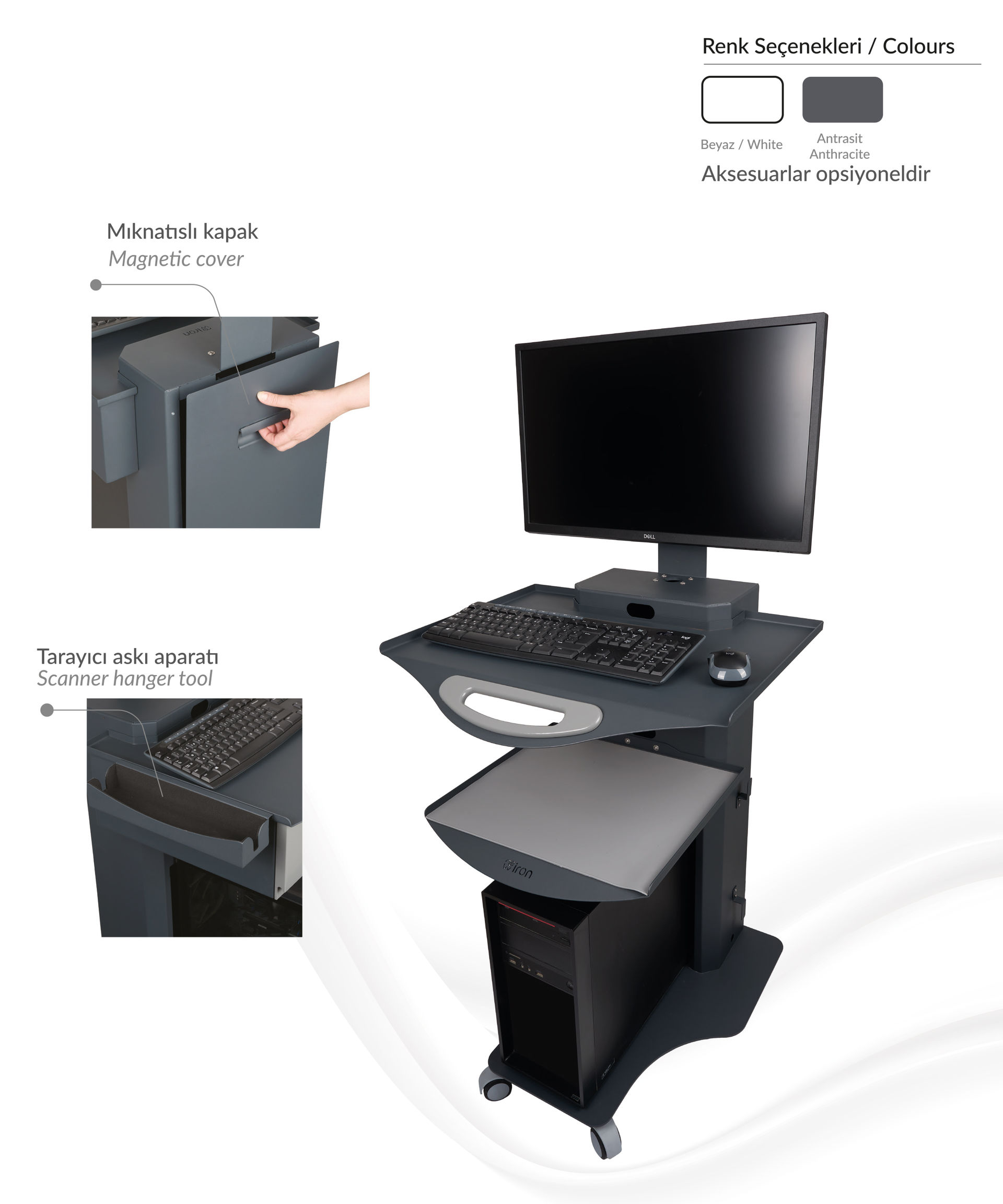 İron Kasalı Bilgisayar Sehpası HKS-01